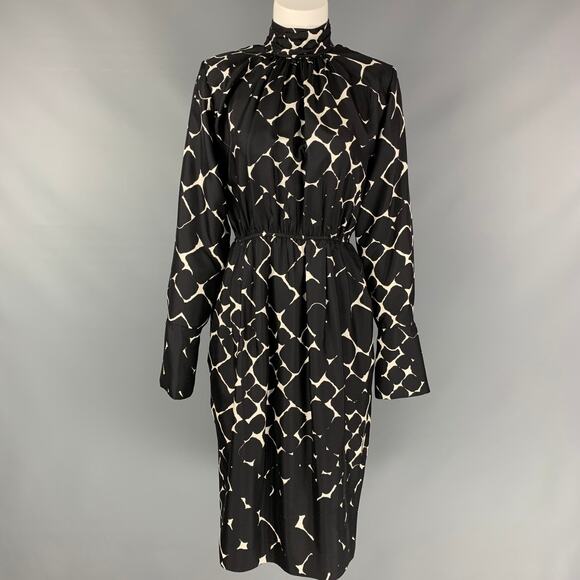 MARC JACOBS Size 4 Black & White Print Silk Shift Dress - Picture 1 of 6